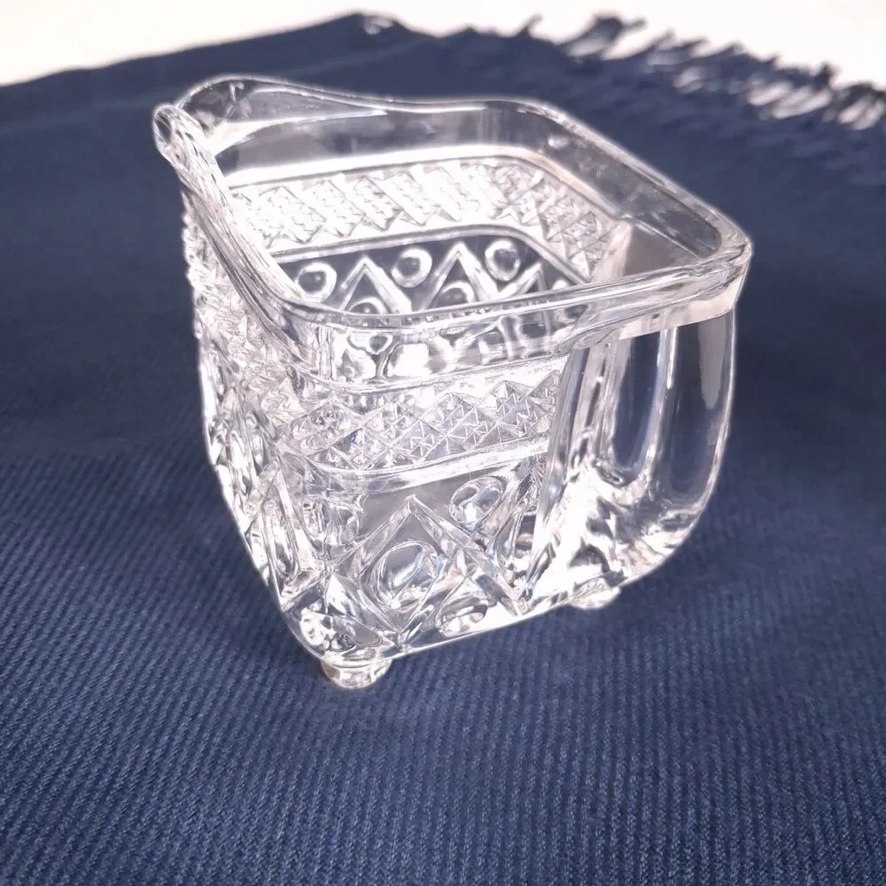 Vintage Cape Cod Square Creamer & Sugar Set by Imperial Glass, Ohio